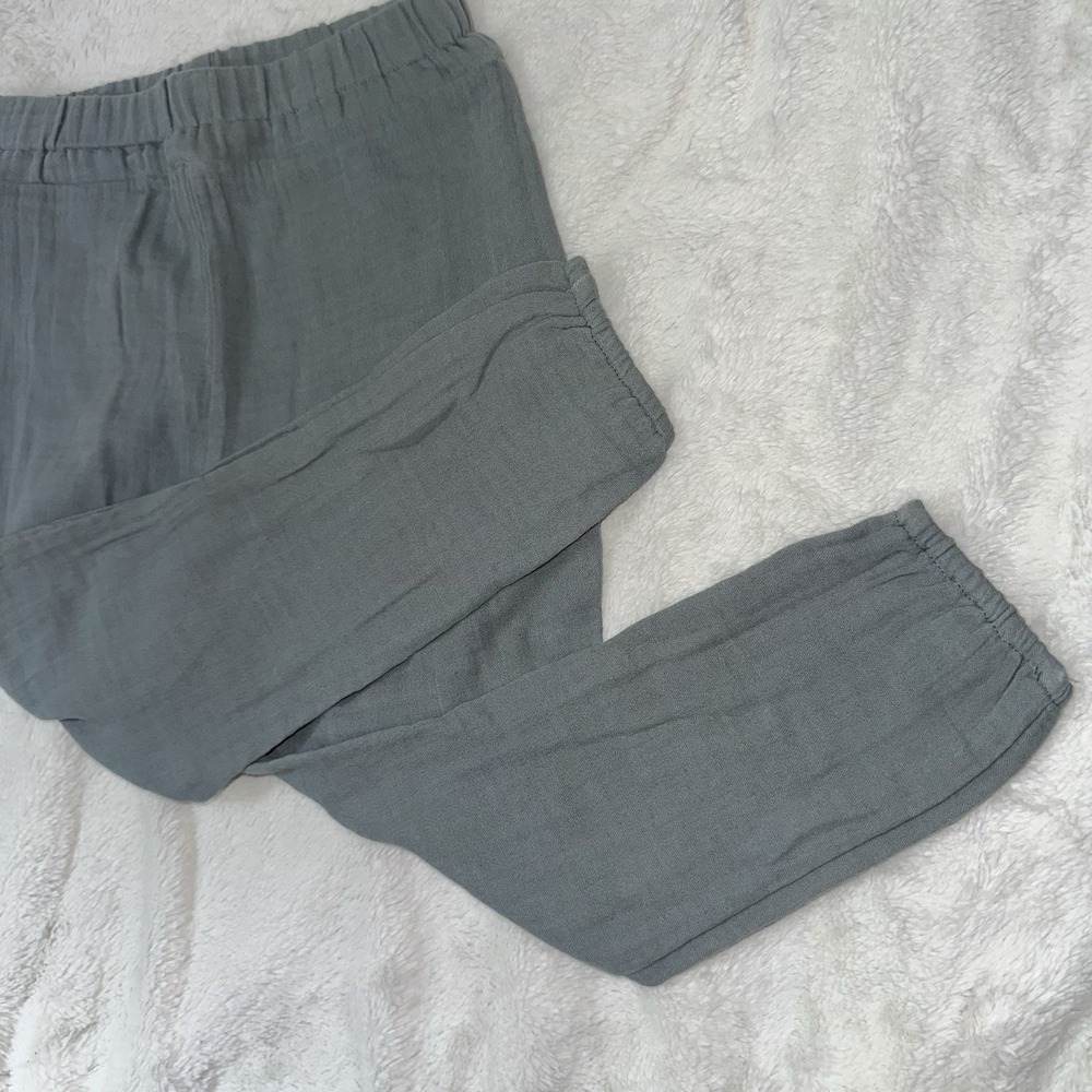 Gauzy Cotton Jogger Pant Beachy Coastal Unisex Kids 6 Teal Blue USA Made Crunchy - Picture 4 of 7